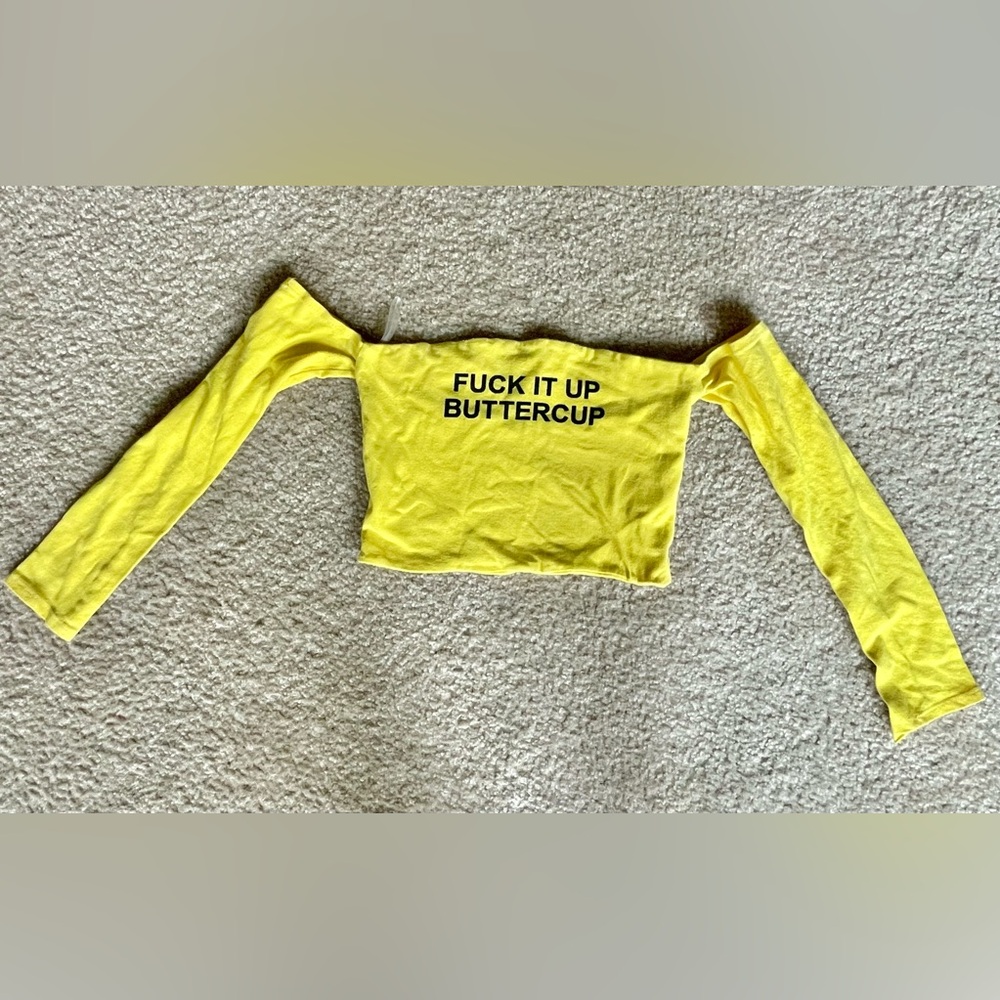Yellow Long Sleeve Cropped Shirt
